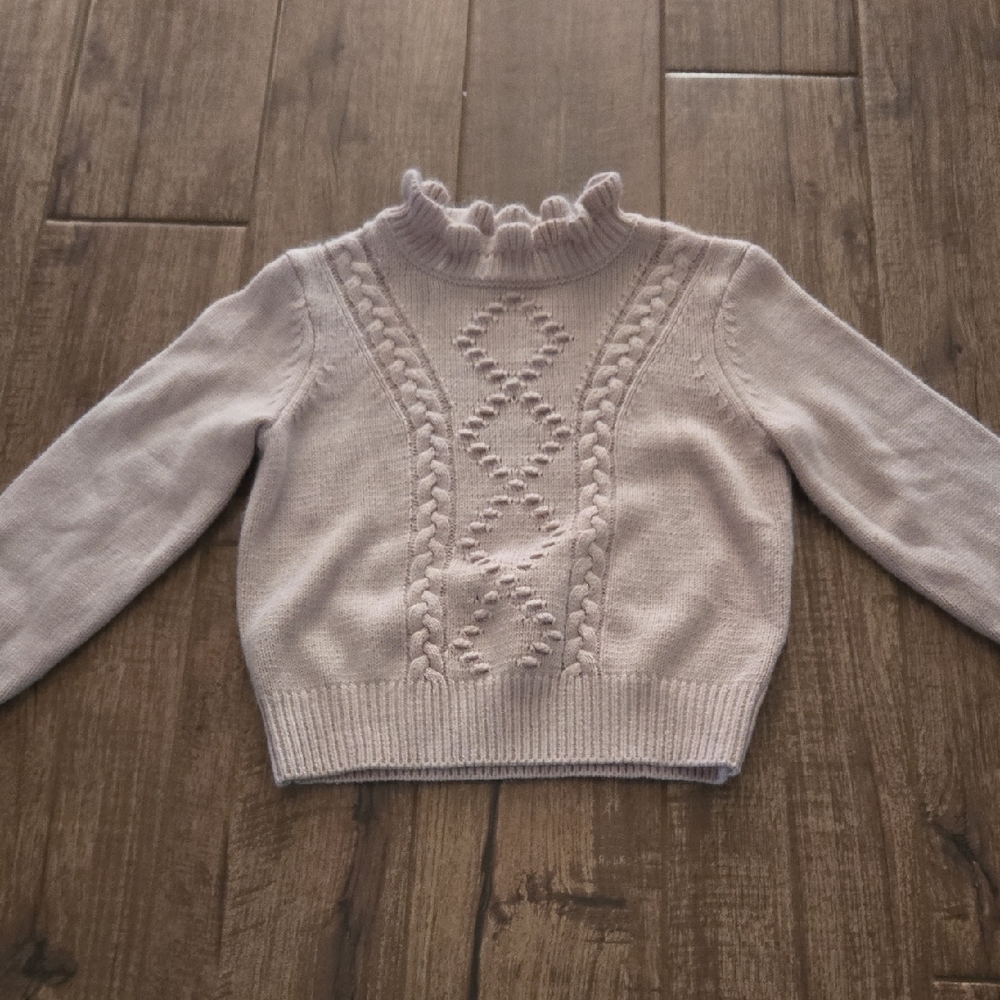 Girl's Ruffled Knit Sweater - Light Pink